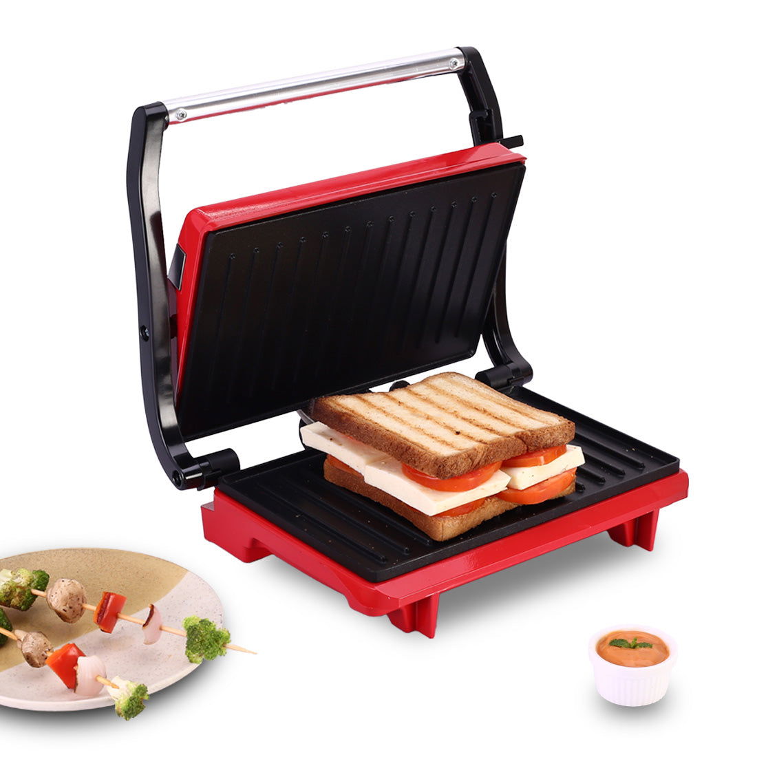 Sanjeev Kapoor Tandoor Mini| Crimson Edge Electric Contact Grill &amp; Sandwich Maker| 3-in...