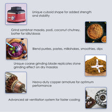 Load image into Gallery viewer, Sumo Mixer Grinder 1000W With 3 Stainless Steel &amp; 1 Fruit Filter Jar 5 Years Warranty On Motor, Rust And Black, Long life motor