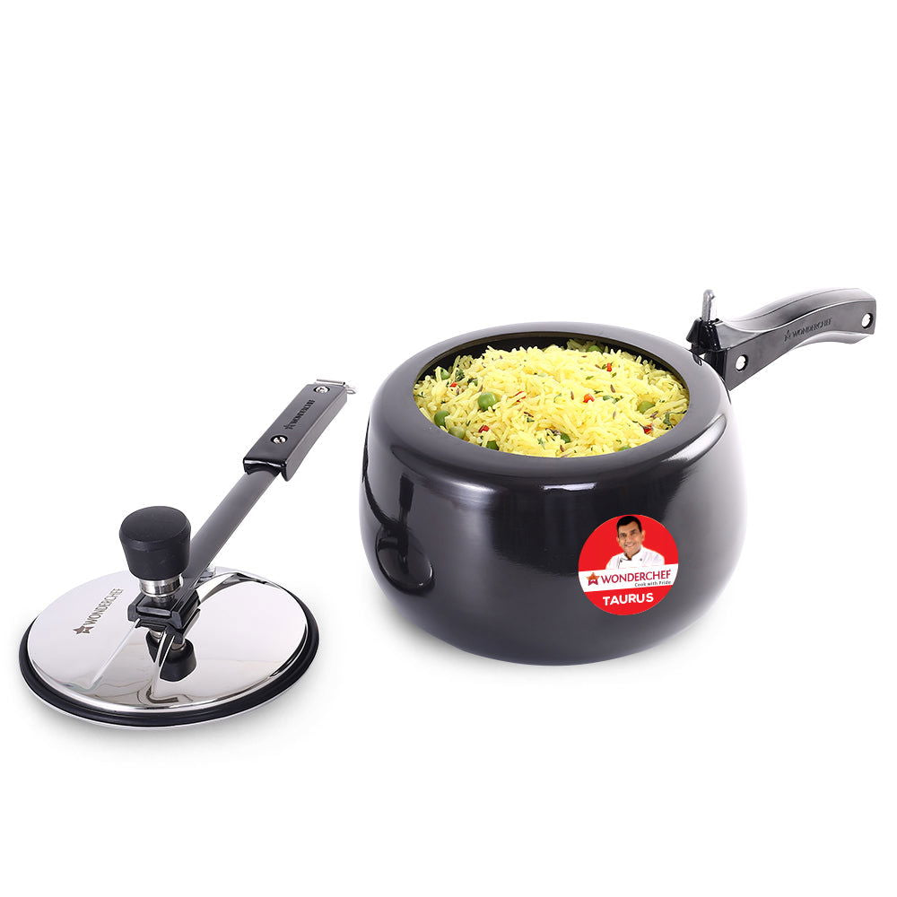 Wonderchef Renewed Taurus Hard Anodized 3L Inner Lid Pressure Cooker | SS Lid | Soft To...