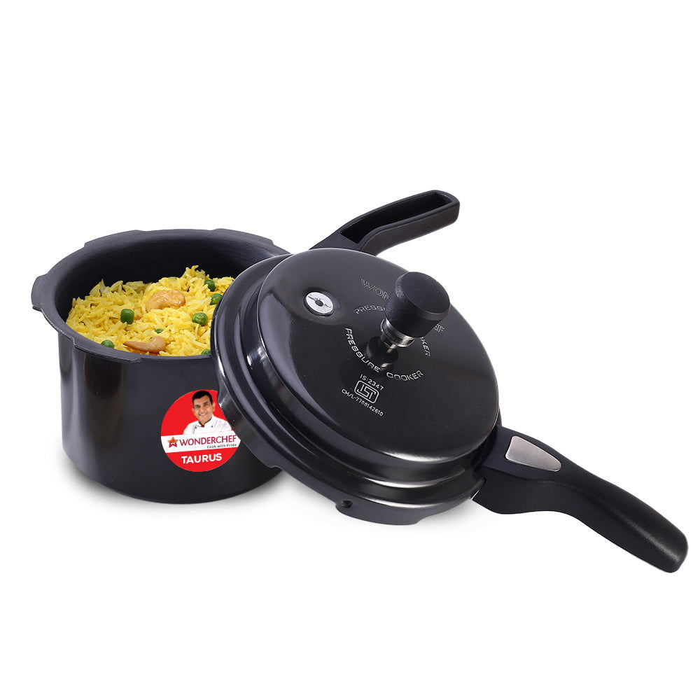 Taurus Hard Anodized 3L Outer Lid Pressure Cooker, SS Lid, Soft Touch Handles for Durab...