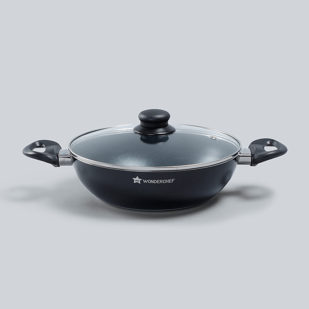 Ultra 24 cm Aluminium Non-Stick Wok | 2.7 L| Induction base| Meta-Tuff non-stick coatin...