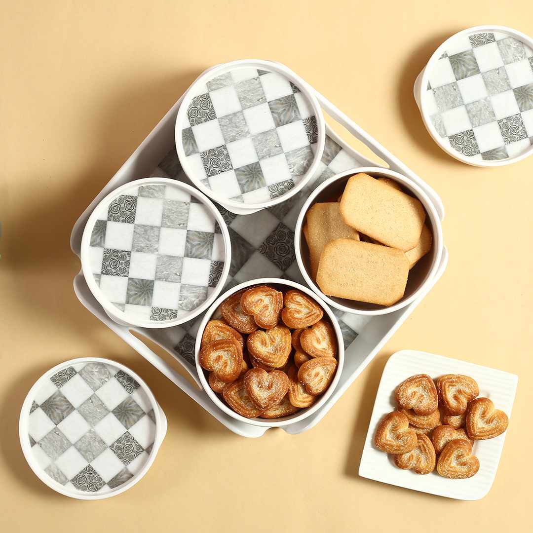 Venice Multipurpose Container &amp; Tray - Grey Tiles (Set of 9)