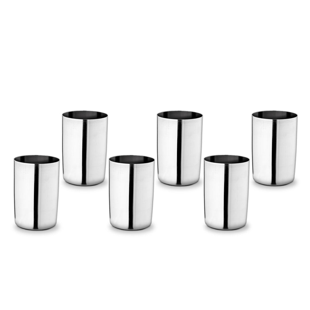 Venice Stainless Steel Glass Set of 6 | Classic Design and Gloss Finish | 100% Food-gra...