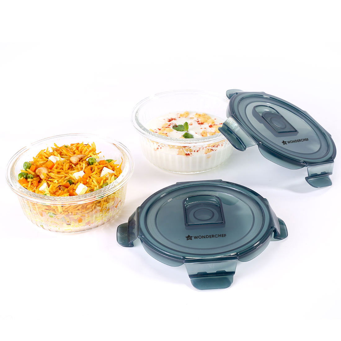 Verona Lunch Box Set of 2 | 400ml Borosilicate Glass Containers with Steam Vent | Leak ...