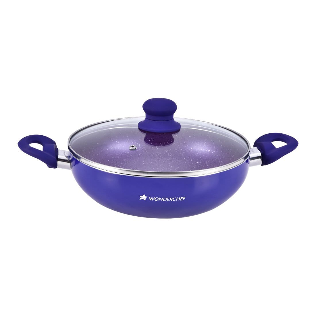 Wonderchef Renewed Blueberry Aluminium 24cm Wok | Non-Stick| Induction Friendly Cookwa...