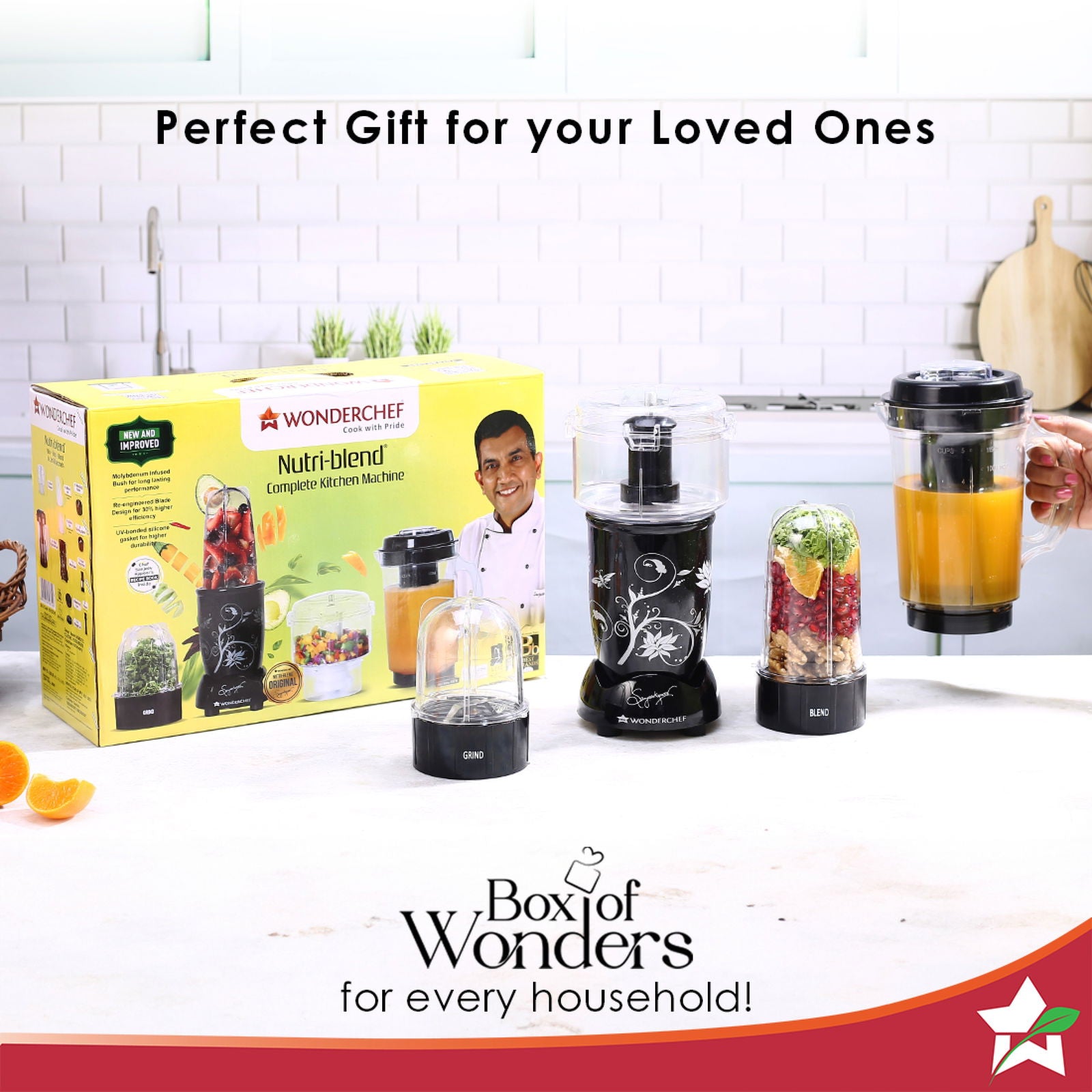 Nutri Blend Mixer Grinder Black 4 Jar 400W Small Kitchen Appliance Online Wonderchef India