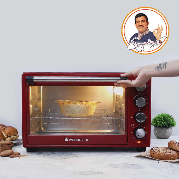 Wonderchef Renewed Oven Toaster Griller (OTG) Crimson Edge - 28L | Auto-shut Off | Heat-resistant Tempered Glass | Multi-stage Heat Selection | 1600W | Red