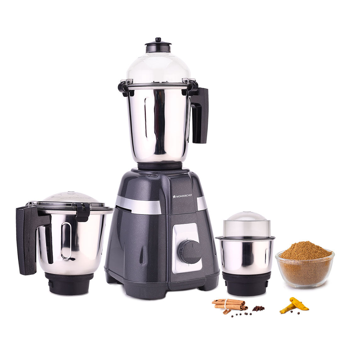 Wonderchef Renewed Regalia Mixer Grinder 750W, 230V~50Hz, 3 Stainless Steel Jars, Black...