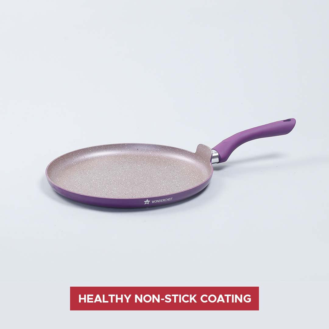Wonderchef Renewed Royal Velvet 24cm Non-Stick Dosa Tawa | Induction Bottom | Soft-Touc...