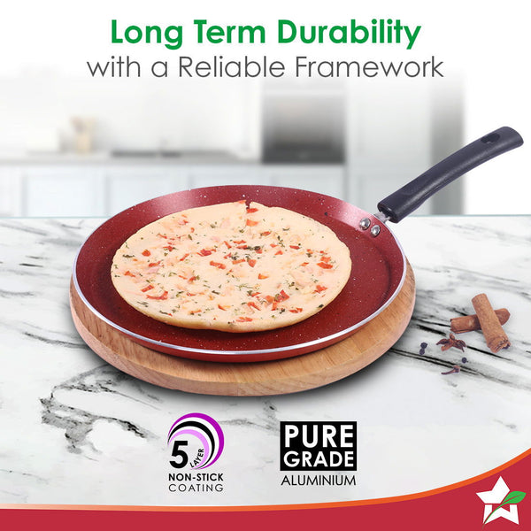 Wonderchef Renewed Valencia 28cm Dosa Tawa | Meta Tuff Non-Stick Coating | Virgin Grade Aluminum | PFOA/Heavy Metals Free