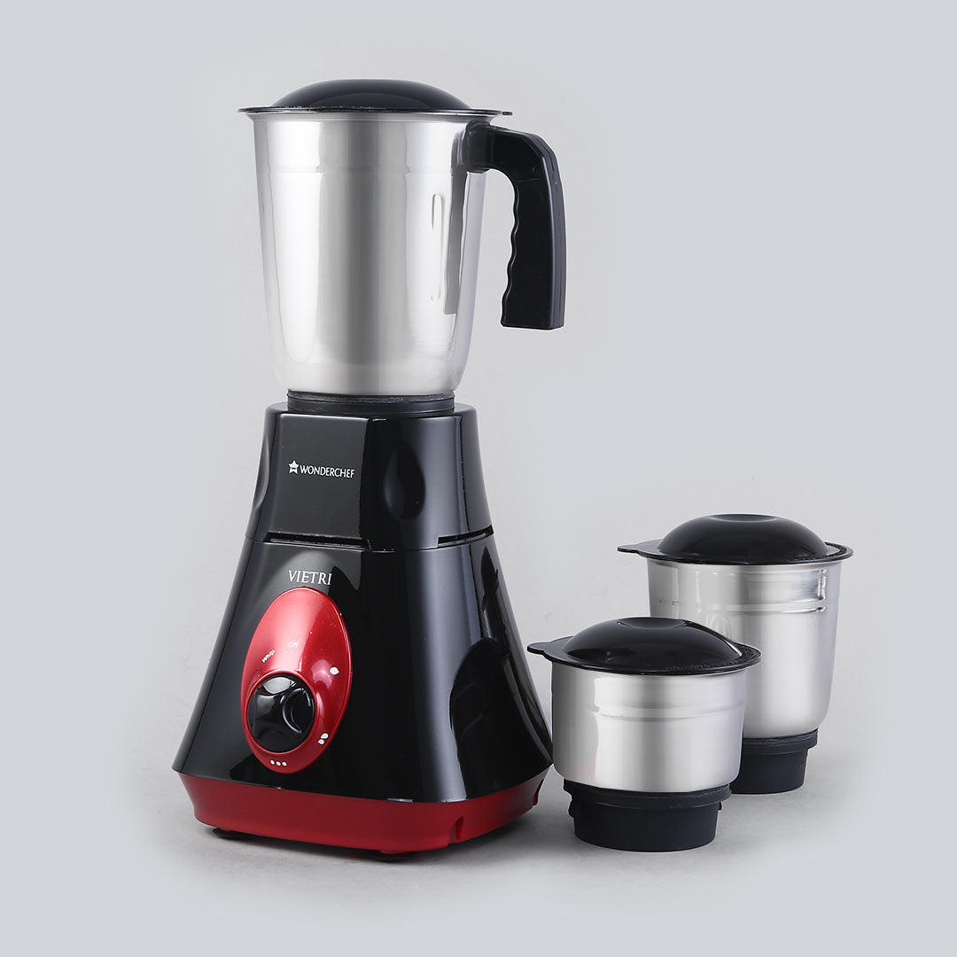 Wonderchef Renewed Vietri Mixer Grinder | 550W | 3 Anti-rust Stainless Steel Jars and B...