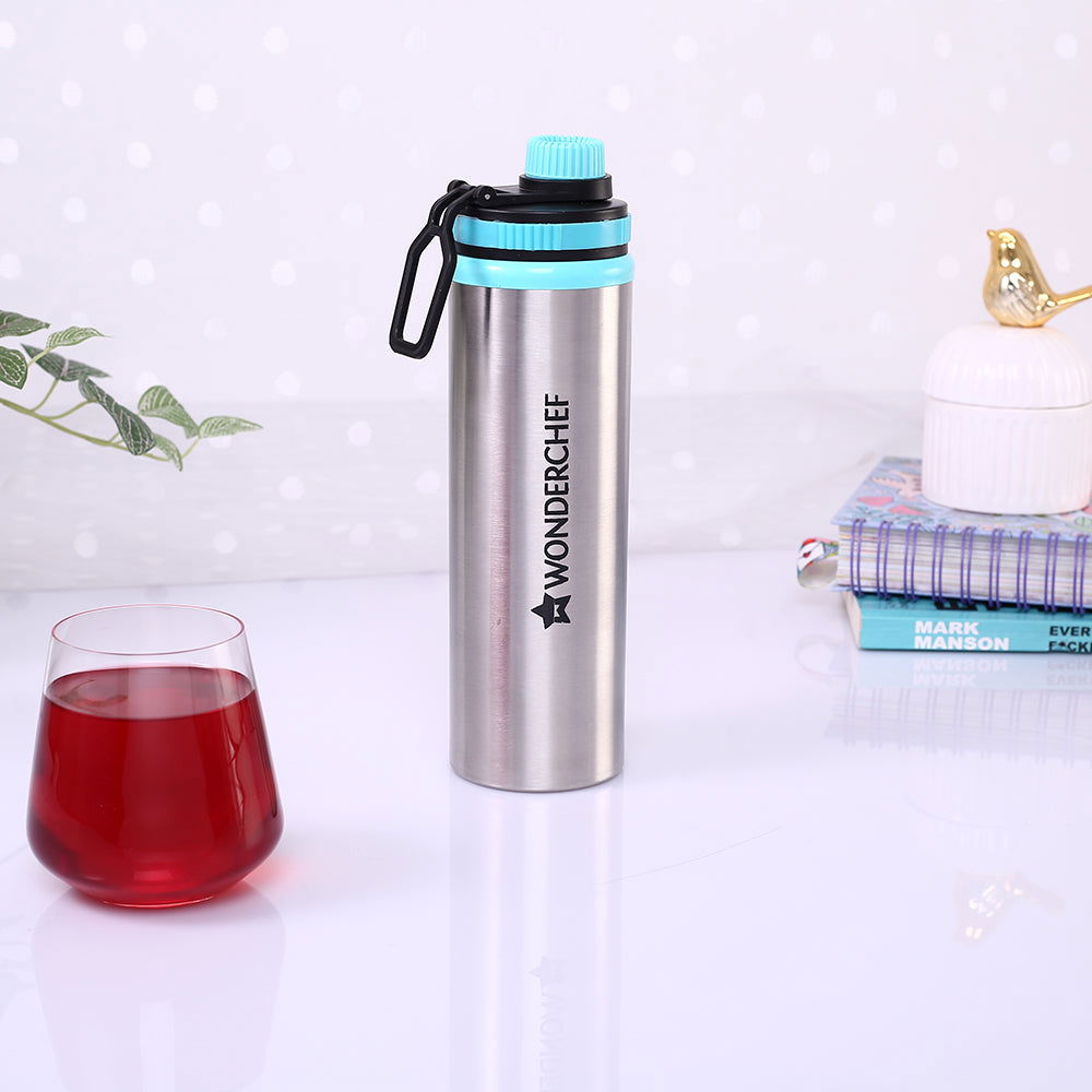 Wonderchef Renewed Sippy-bot Water Bottle | 750ml | Stainless Steel | Sipper Attachment...