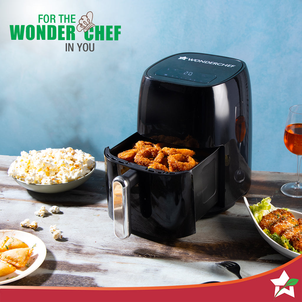 Wonderchef Neo Digital Air Fryer | Rapid Air Technology | 6 Pre-Set Menu Options | Temperature and Time Control | Automatic Shut-Off | Compact Design | 4.5 Litres | 1 Year Warranty | 1500 Watts | Black