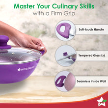Load image into Gallery viewer, Royal Velvet Non-stick 24cm Wok with Lid and Handles | Glass Lid | Induction Ready | Soft-touch handles |Non – Toxic I Virgin Aluminium| 3 mm thick | 2 year warranty | Purple