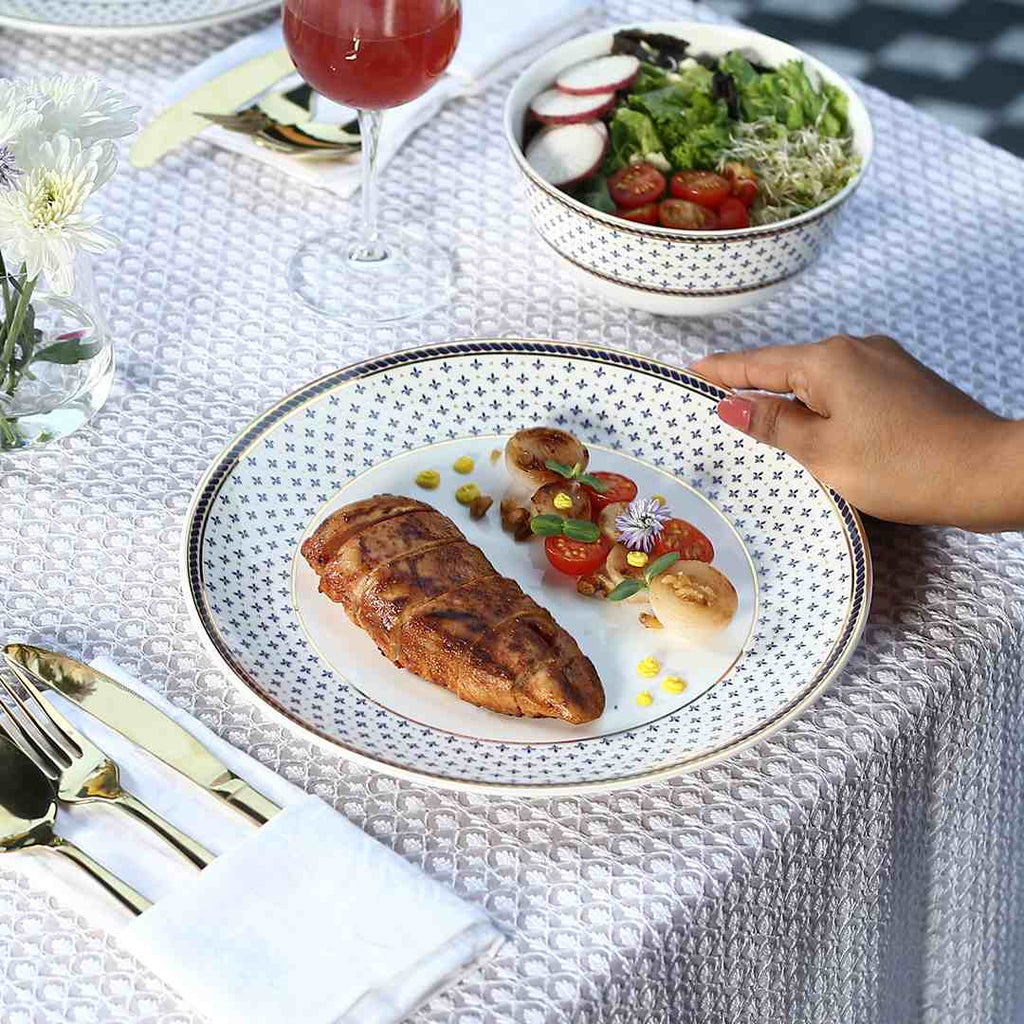 Sicilia Fine Bone China 10" Dinner Plate - Royal Blue - Set of 2 Pcs