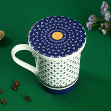 Load image into Gallery viewer, Sicilia Fine Bone China Coffee Mug with Lid - Royal Blue - 1 pc