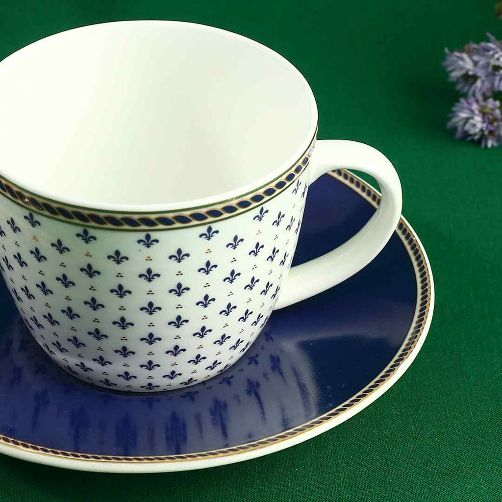 Sicilia Fine Bone China Cup & Saucer Set - Royal Blue - Set of 2 Pcs
