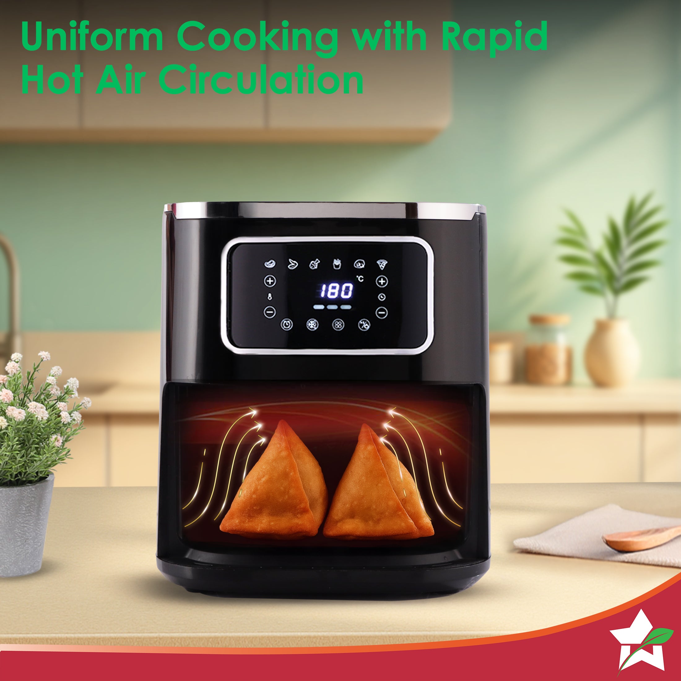 Platinum Plus Digital Air Fryer | 5L With Window & Light | Fry, Bake,