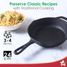 Load image into Gallery viewer, Forza Cast-iron 24 cm Fry Pan, Pre-Seasoned Cookware, Induction Friendly, 3.8 mm