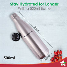 Load image into Gallery viewer, Aqua-Bot, 500ml, Double Wall Stainless Steel Vacuum Insulated Hot and Cold Flask, Spill &amp; Leak Proof, Silver, 2 Years Warranty