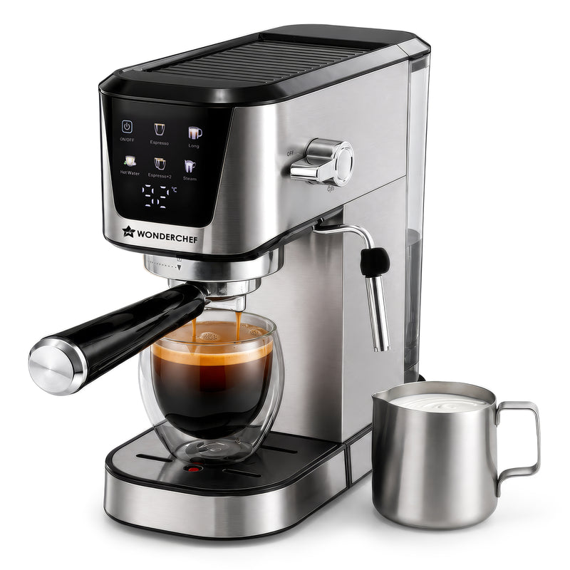 Prebook Athena 20-Bar Espresso Coffee Machine, Built-in Frother for Cappuccino & Latte, Metal Porta Filter, Double Thermo Block, LCD Panel, Perfect Gift Idea for Coffee Lovers, 2-Yr Warranty