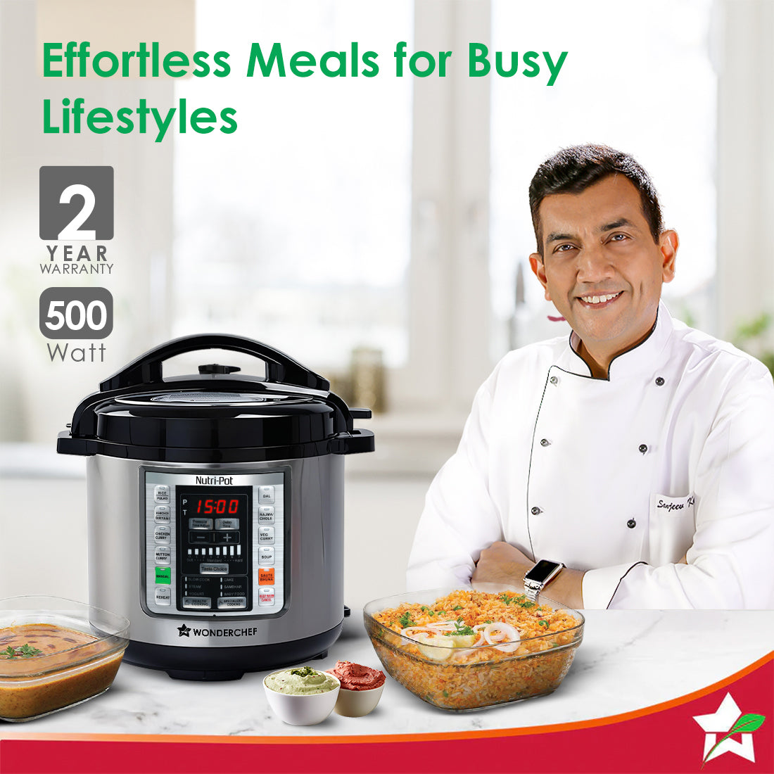 Wonderchef Nutri-Pot 3L | Smart Pressure Cooker for Cooking