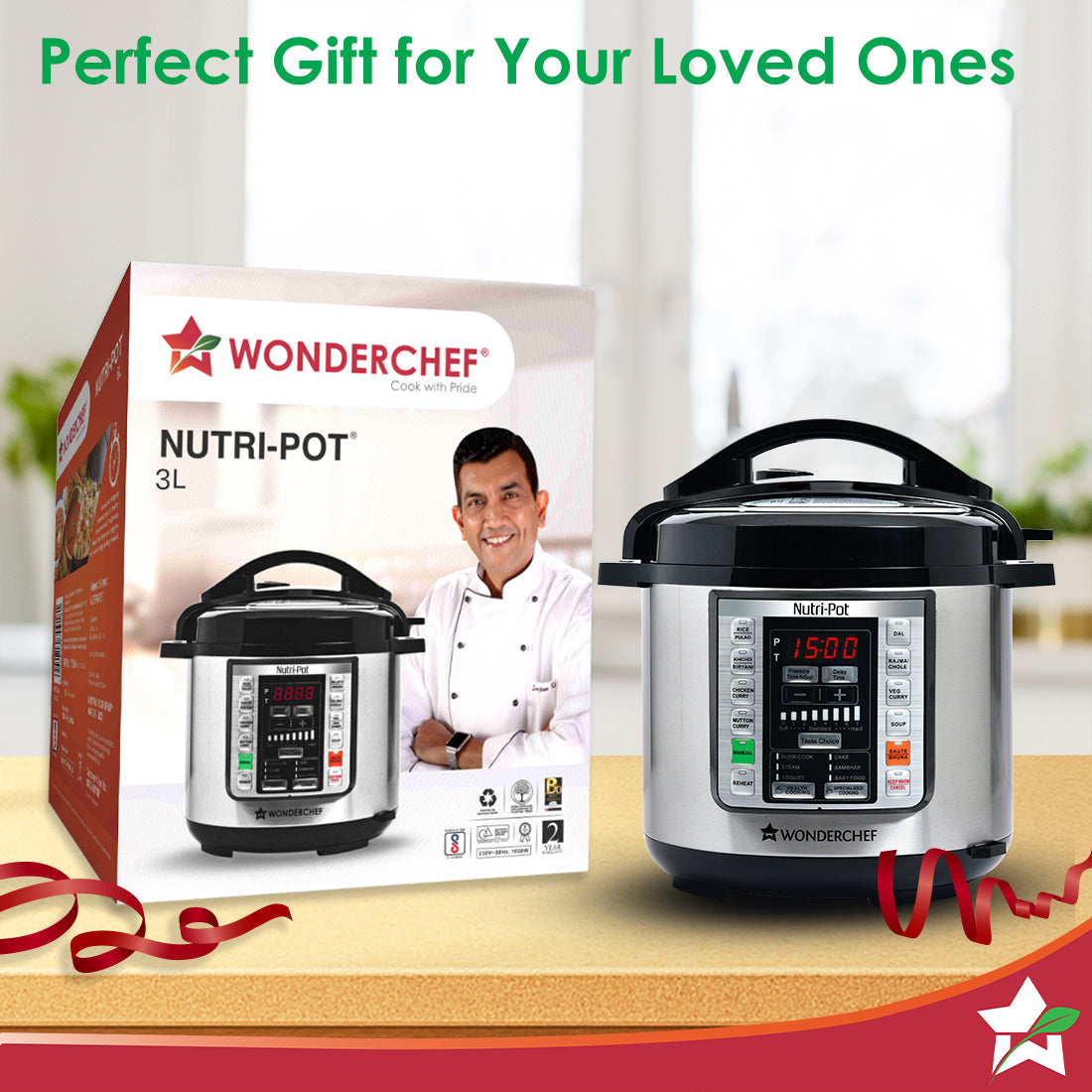 Wonder Cook Pot Wonderchef Nutri-Pot 3L | Smart Pressure Cooker for Cooking