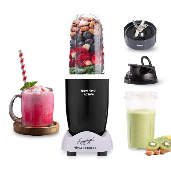 Nutri-blend Activ Mixer Grinder Blender, Smoothie Maker, 500W 22000 RPM 100% Full Copper Motor, 2 Unbreakable BPA Free Jars, SS Blades, 2 Year Warranty, Recipe book by Chef Sanjeev Kapoor, Black