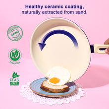 Load image into Gallery viewer, Bellagio Ceramic Non-stick 4 pc Cookware Set, Kadhai with Lid, Fry Pan &amp; Dosa Tawa, Electric Blue, 2 Years Warranty