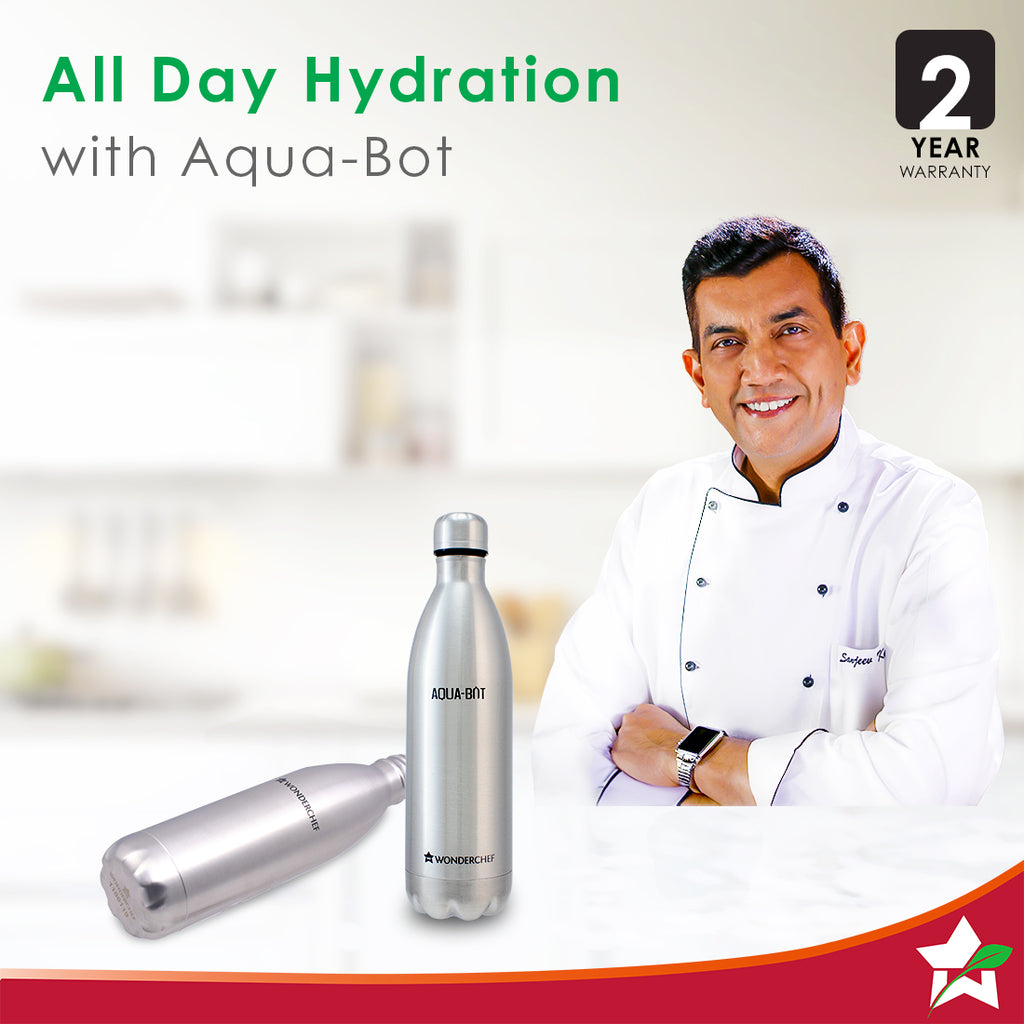 Aqua-Bot, 500ml, Double Wall Stainless Steel Vacuum Insulated Hot and Cold Flask, Spill & Leak Proof, Silver, 2 Years Warranty