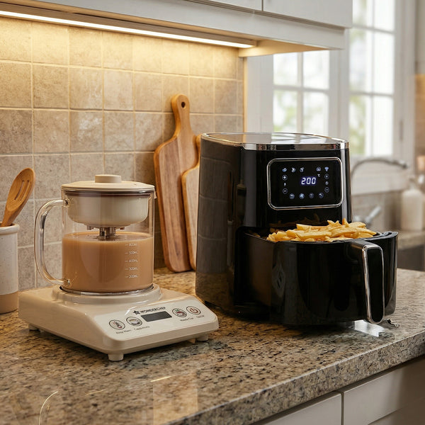 Chai Nashta Combo | Chai Magic, Fully Automatic Tea & Cappuccino Maker, Platinum Digital Air Fryer - 5L