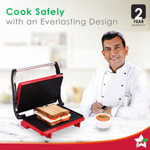 Load image into Gallery viewer, Sanjeev Kapoor Tandoor Mini| Crimson Edge Electric Contact Grill &amp; Sandwich Maker| 3-in-1 Appliance| 700 Watt| Cool Touch Handle|LED Indicator|2 Year Warranty| Red