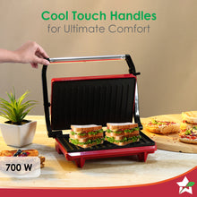 Load image into Gallery viewer, Sanjeev Kapoor Tandoor Mini| Crimson Edge Electric Contact Grill &amp; Sandwich Maker| 3-in-1 Appliance| 700 Watt| Cool Touch Handle|LED Indicator|2 Year Warranty| Red