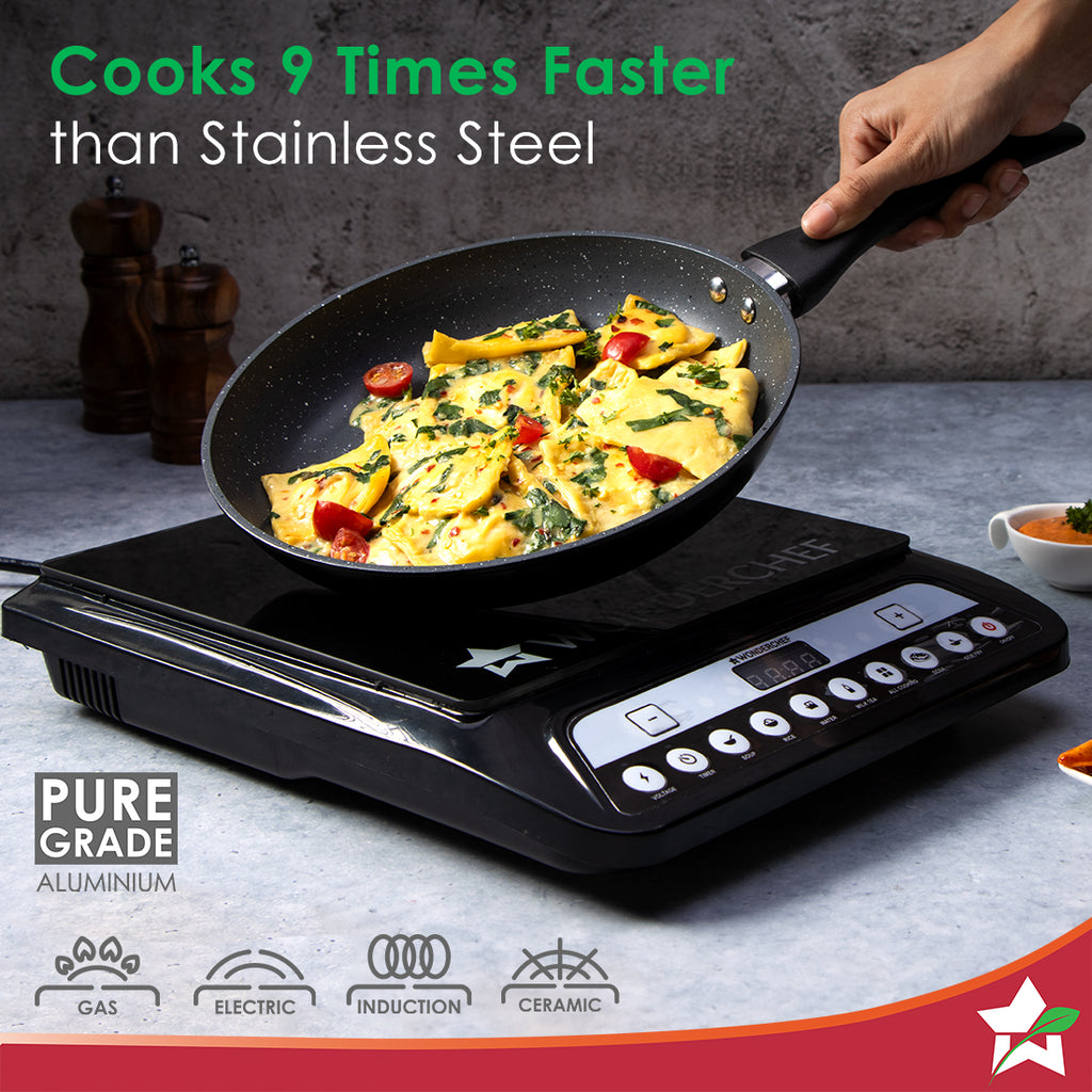 Duralite Die-Cast Non Stick Fry Pan | 24cm | 1.2 L | Grey | 5 Layer Meta-Tuff Non-Stick Coating | Never Loses Shape | Non-Toxic | Cool Touch Handle | PFOA Free | Pure Grade Aluminium | Easy to Clean | 2 Years Warranty