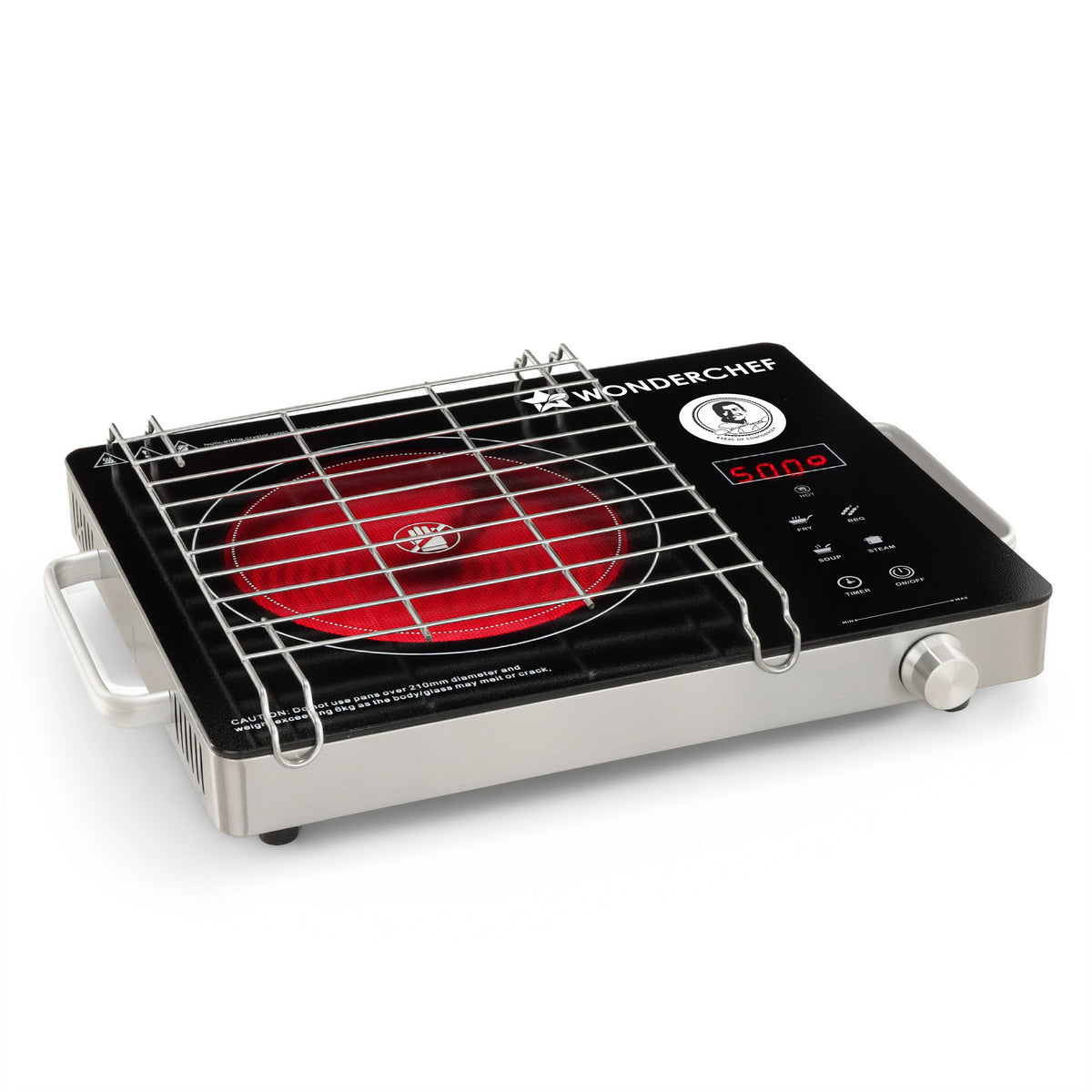 Evita Neo Infrared Electric Cooktop with Crystal Glass for Kitchens, 2200W, BBQ Grill I...