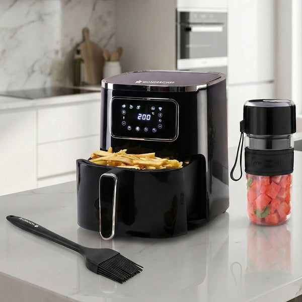 Healthy Habits Starter Pack| Platinum Digital Air Fryer - 5L, Waterstone Silicon Brush, Nutri-cup Zip Portable Blender