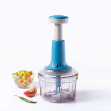 Wonderchef Glory Push Chopper | 800 ml | 3 Stainless Steel Blades | Anti-Slip Silicone | Air Tight Lid | Silicone Supported Base | Efficient String Mechanism | Transparent Jar | Safety Locking Mechanism | Easy to Clean | 1 Year Warranty