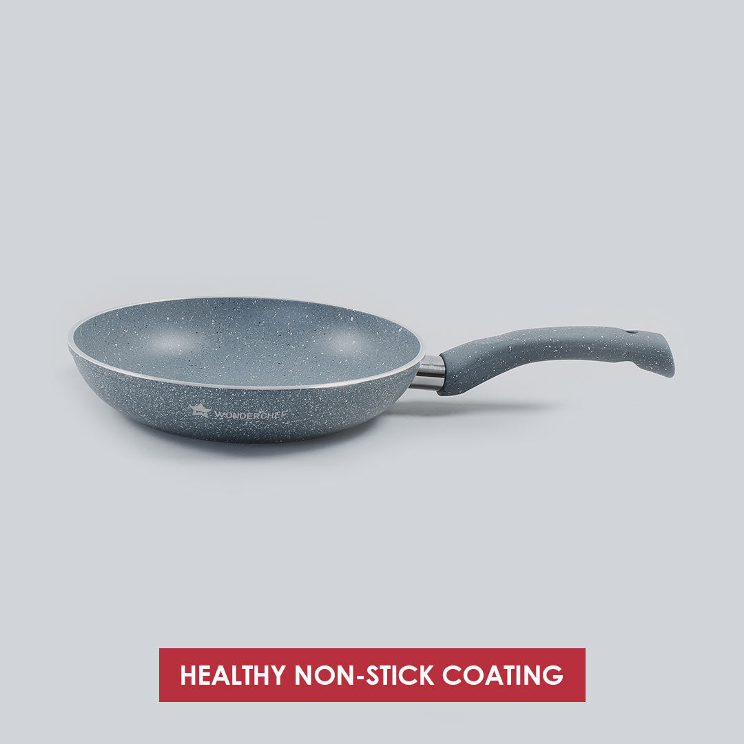 Granite 24 cm Non-Stick Fry Pan | 1.8 L | Grey | 5 Layer PFOA Free Non-Stick Coating | ...