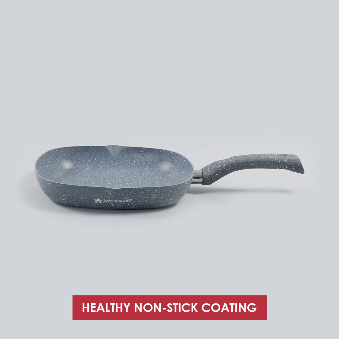 Granite Non-Stick 24cm Grill Pan | Soft-Touch Handles | Virgin Aluminium | PFOA and Hea...
