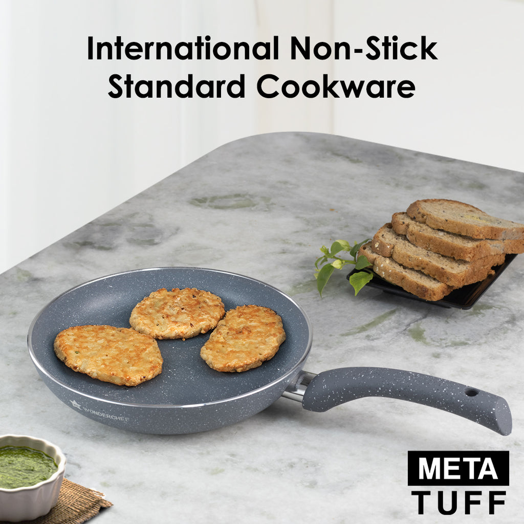 Granite Non Stick Fry Pan | Bakelite handles |Non – Toxic I Virgin Aluminium| 20 cms  | 1 liter | 2 Year Warranty | Grey | Omelette Pan