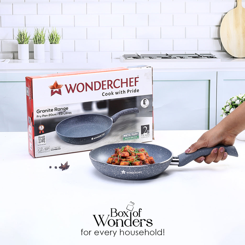 Wonderchef Ebony Deep Fry Pan with Lid 20cm