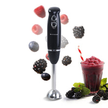 Load image into Gallery viewer, Prima Electric 180 W Hand Blender I Portable | Compact Easy Grip Body I Single Push Button Operation | Sharp Food Grade Anti Rust Stainless Steel Blades | Make Puree, Baby Food, Soup, Smoothie | Detachable Stainless Steel Shaft | 2 Years Warranty | Black