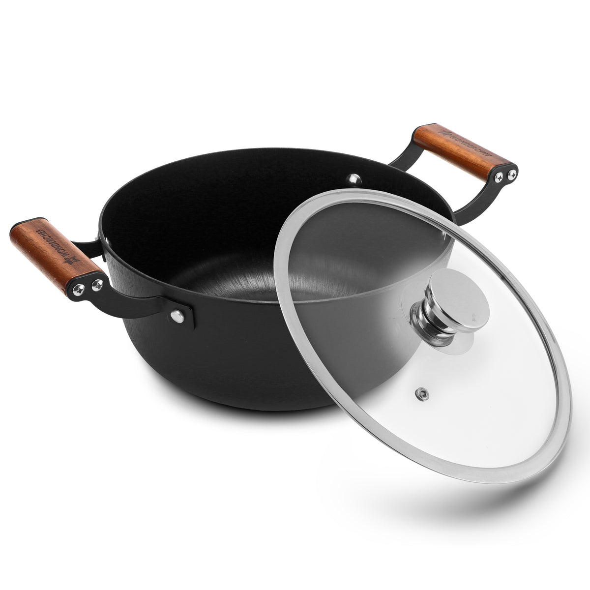 Ferro Light-weight Cast-iron Casserole & Glass Lid, 24cm, 40% Lighter, Pre-seasoned wit...