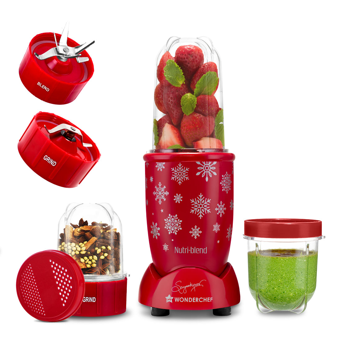Nutri-blend Snowflakes 500W Mixer Grinder, 22000 RPM, Smoothie Maker-Masala-Chutney Gri...