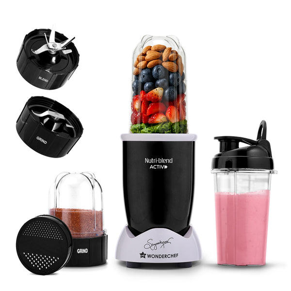Nutri-blend Activ Mixer Grinder Blender, Smoothie Maker, 500W 22000 RPM 100% Full Copper Motor, 2 Unbreakable BPA Free Jars, SS Blades, 2 Year Warranty, Recipe book by Chef Sanjeev Kapoor, Black