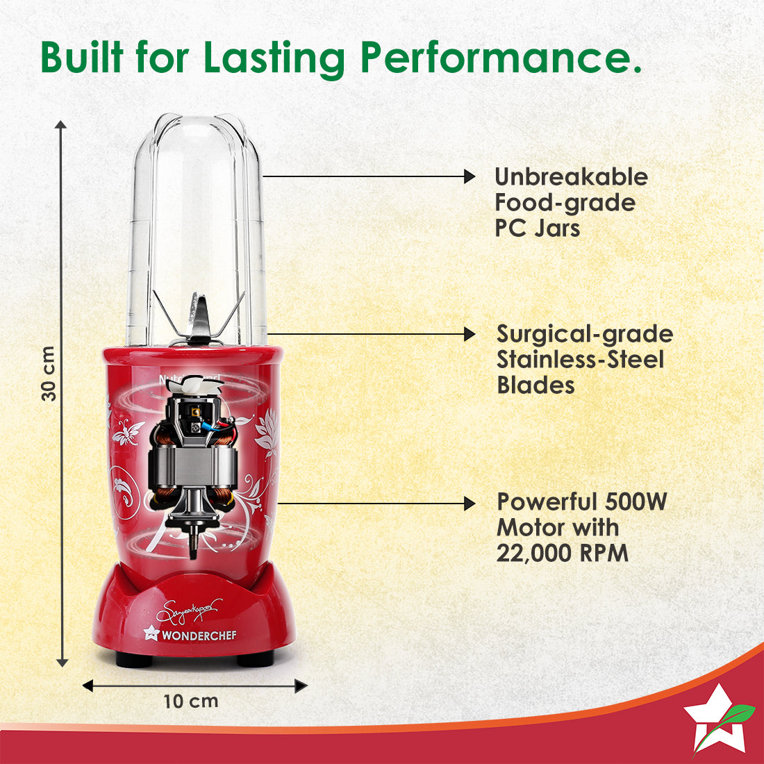 Wonderchef Nutri-Blend CKM Red | Premium Power Blender
