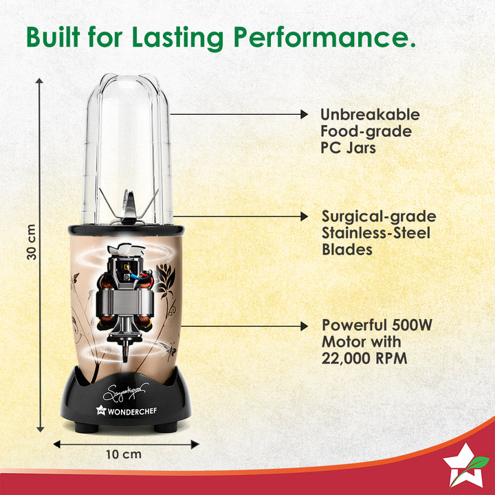 Wonderchef Nutri-Blend Champagne 500W Mixer Grinder