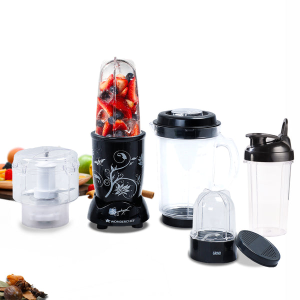 Wonderchef Renewed Nutri-blend Juicer, Mixer, Grinder, Smoothie Maker & Chopper CKM | 22000 RPM Blender, Chopper, Juicer | 400W | 100% Full Copper Motor | SS Blades | 4 Unbreakable Jars