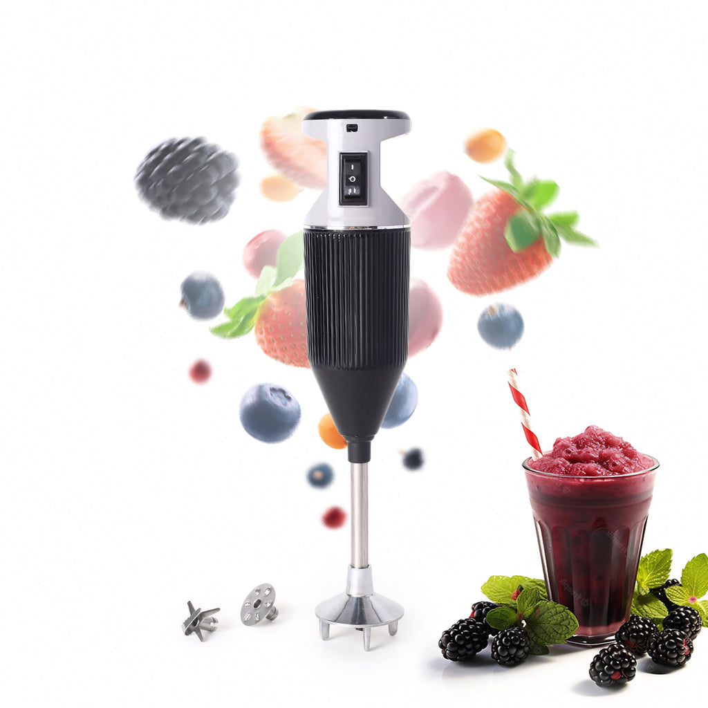 Prima Plus Electric 250W Hand Blender | Portable | Hot & Cold Blending | Food Grade SS Blades | 2 Speed Button | 3 Removable Blades for Blending, Whisking, Chopping | Make Puree, Baby Food, Soup, Smoothie | Wall Mount Holder | 2 Years Warranty | Black