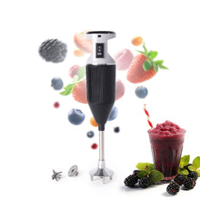 Load image into Gallery viewer, Prima Plus Electric 250W Hand Blender | Portable | Hot &amp; Cold Blending | Food Grade SS Blades | 2 Speed Button | 3 Removable Blades for Blending, Whisking, Chopping | Make Puree, Baby Food, Soup, Smoothie | Wall Mount Holder | 2 Years Warranty | Black